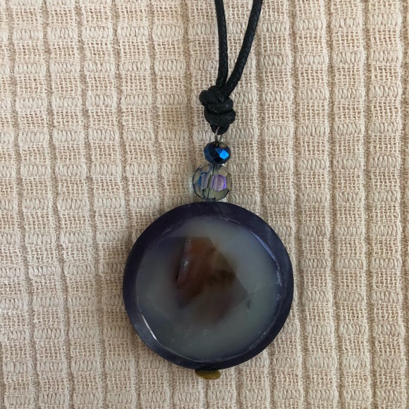 2/$14 ❤️ Large Stone Look Pendant with Small Beads on a Cord - Picture 1 of 5